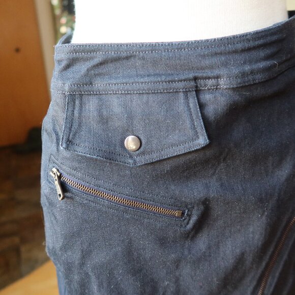 Tomas Maier black denim asymmetrical zipper mini skirt size 2 Italy 100% cotton - Picture 10 of 16